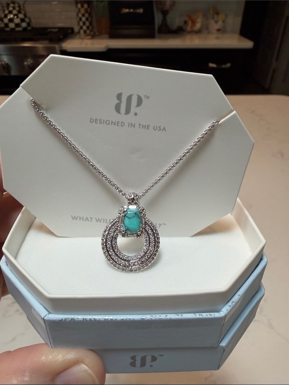 Bomb Party Knock Knock Knock Turquoise Magnesite Rhoduim Plating